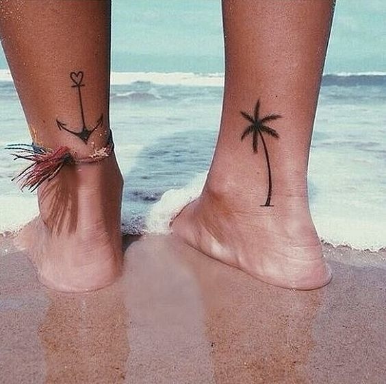 Summer Pairing Across Feet Tattoo Design