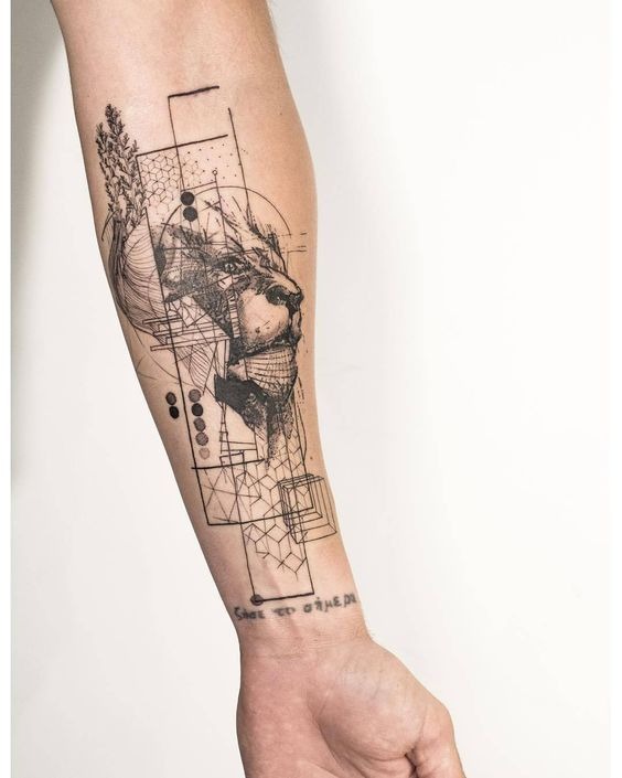 A Half-Modeled Lion Head Forearm Tattoo Tattoo Design