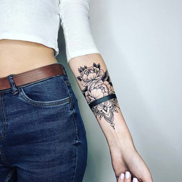 Roses and Mandala Style Pattern Forearm Tattoos Tattoo Design