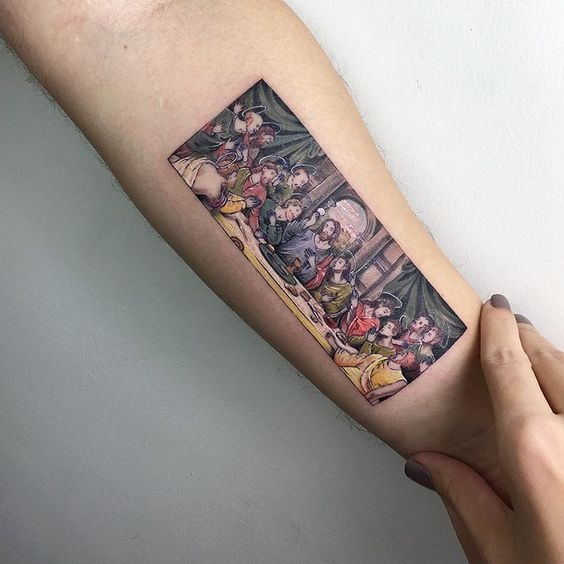 The Last Supper in Miniature forearm tattoo Tattoo Design