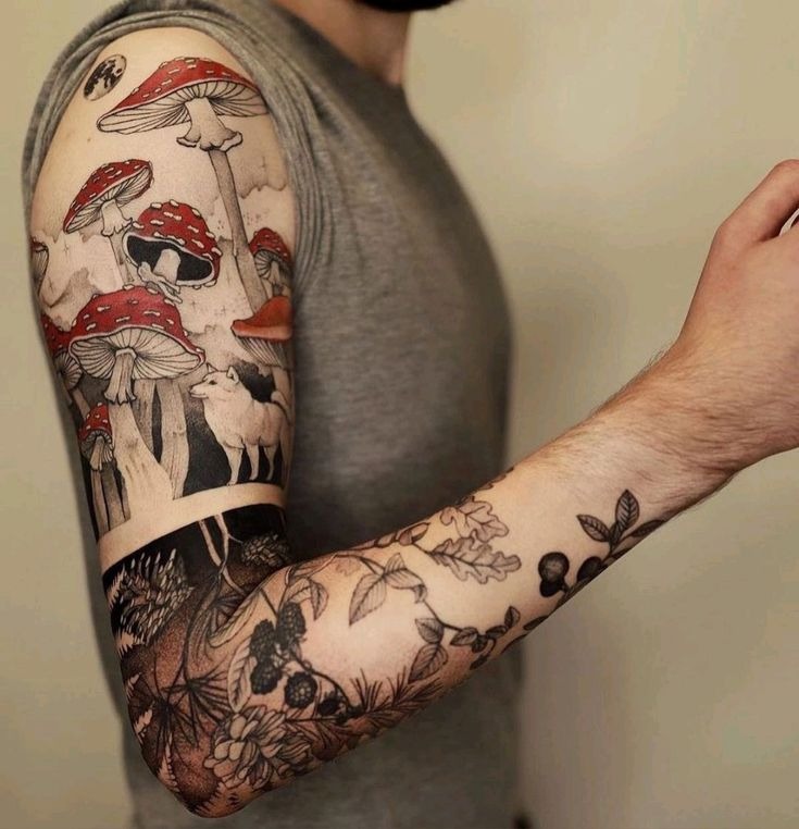 Bare Trees with Flying Birds Tattoo Design
