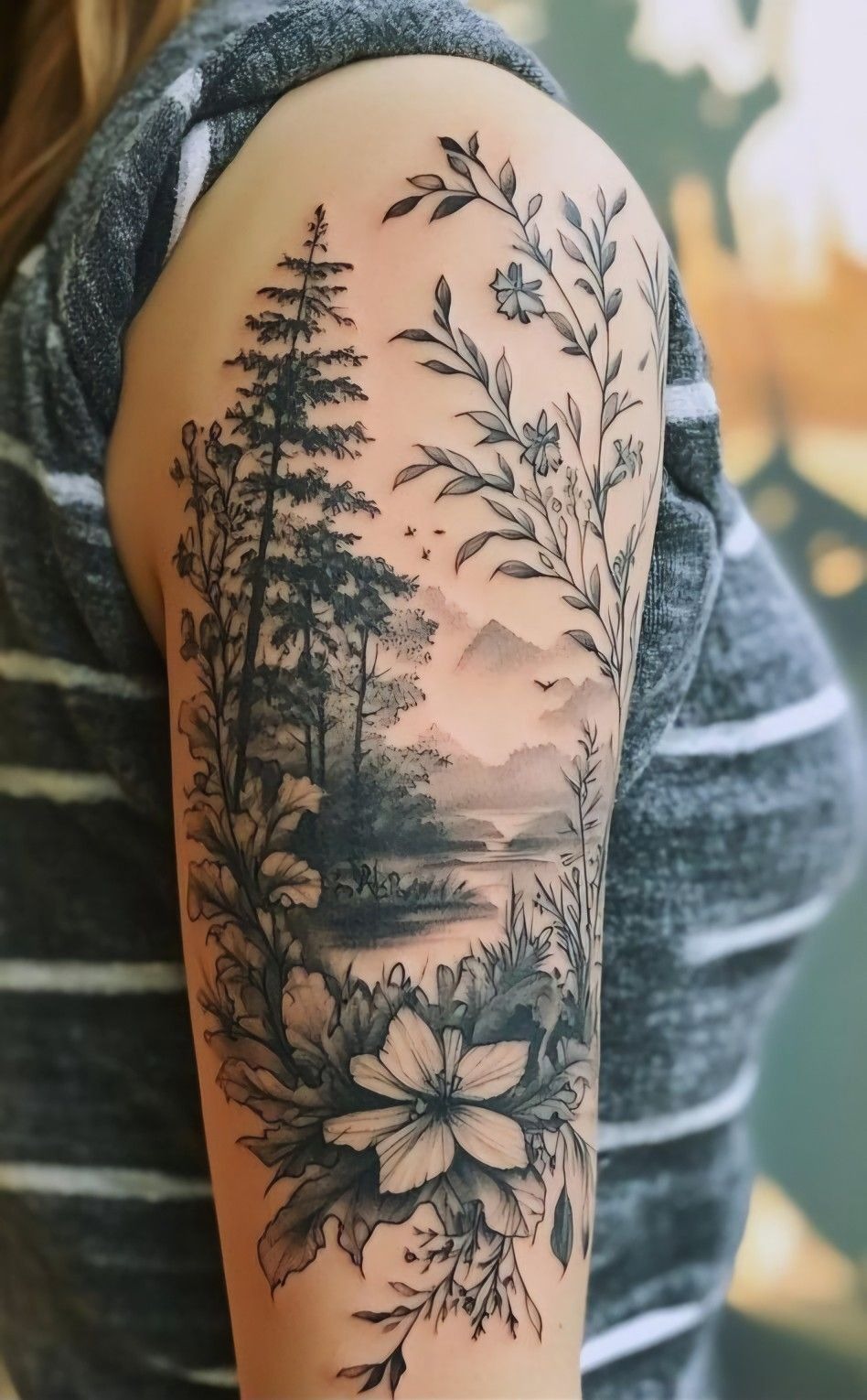 Deer in Feather Watercolor Design Tattoo Design