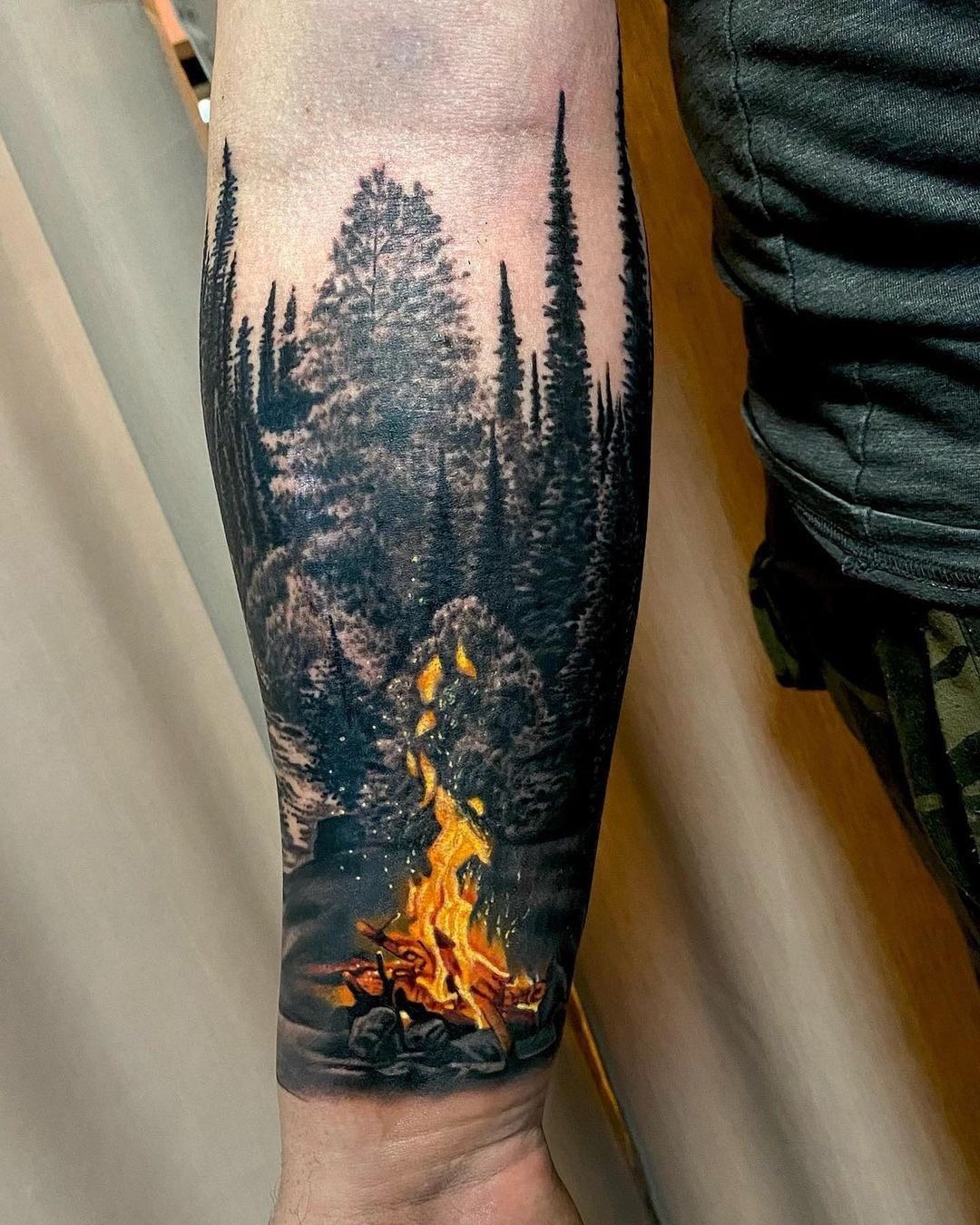 Deer in Misty Forest Tattoo Design