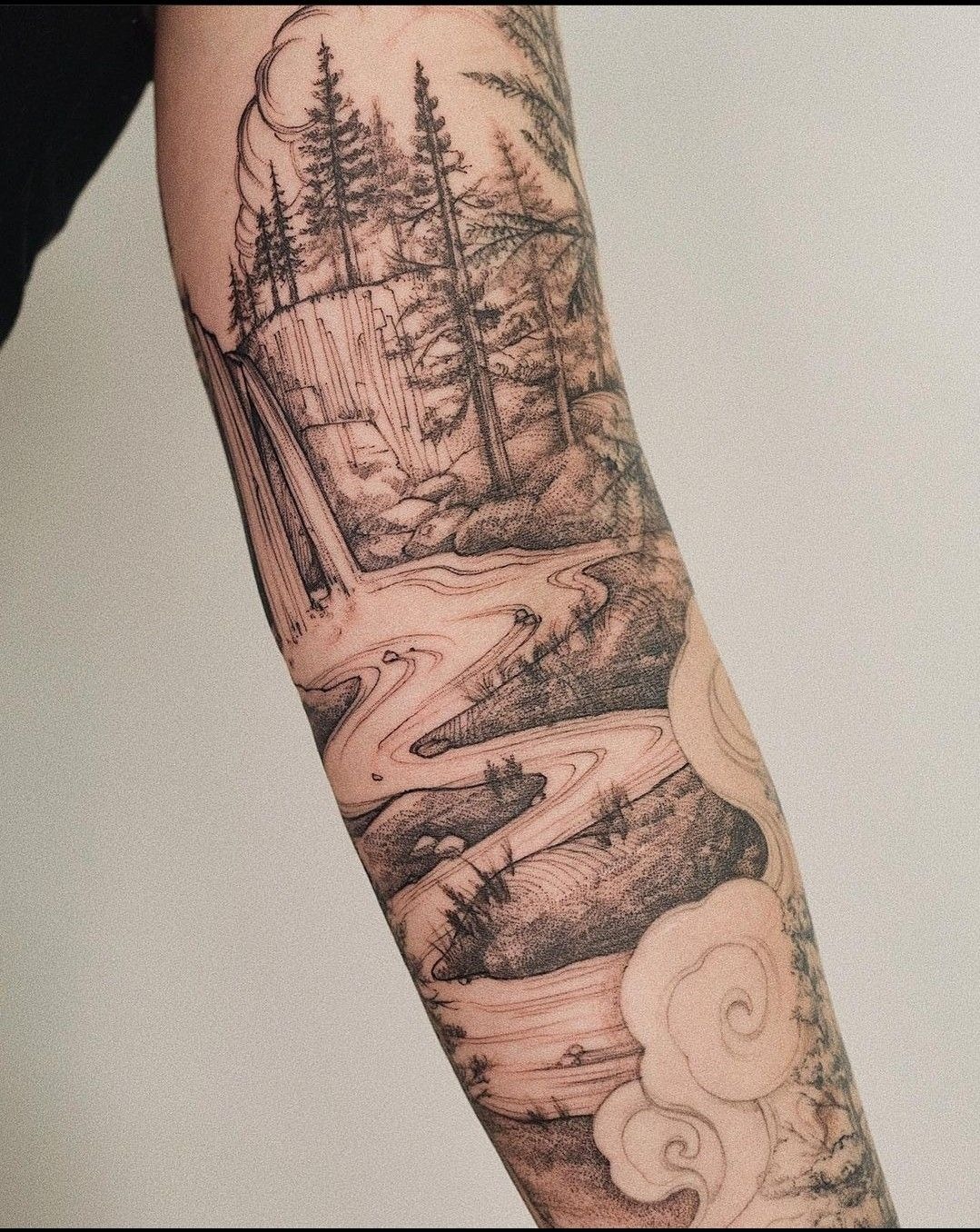 Dotwork Forest Cuff Tattoo Design