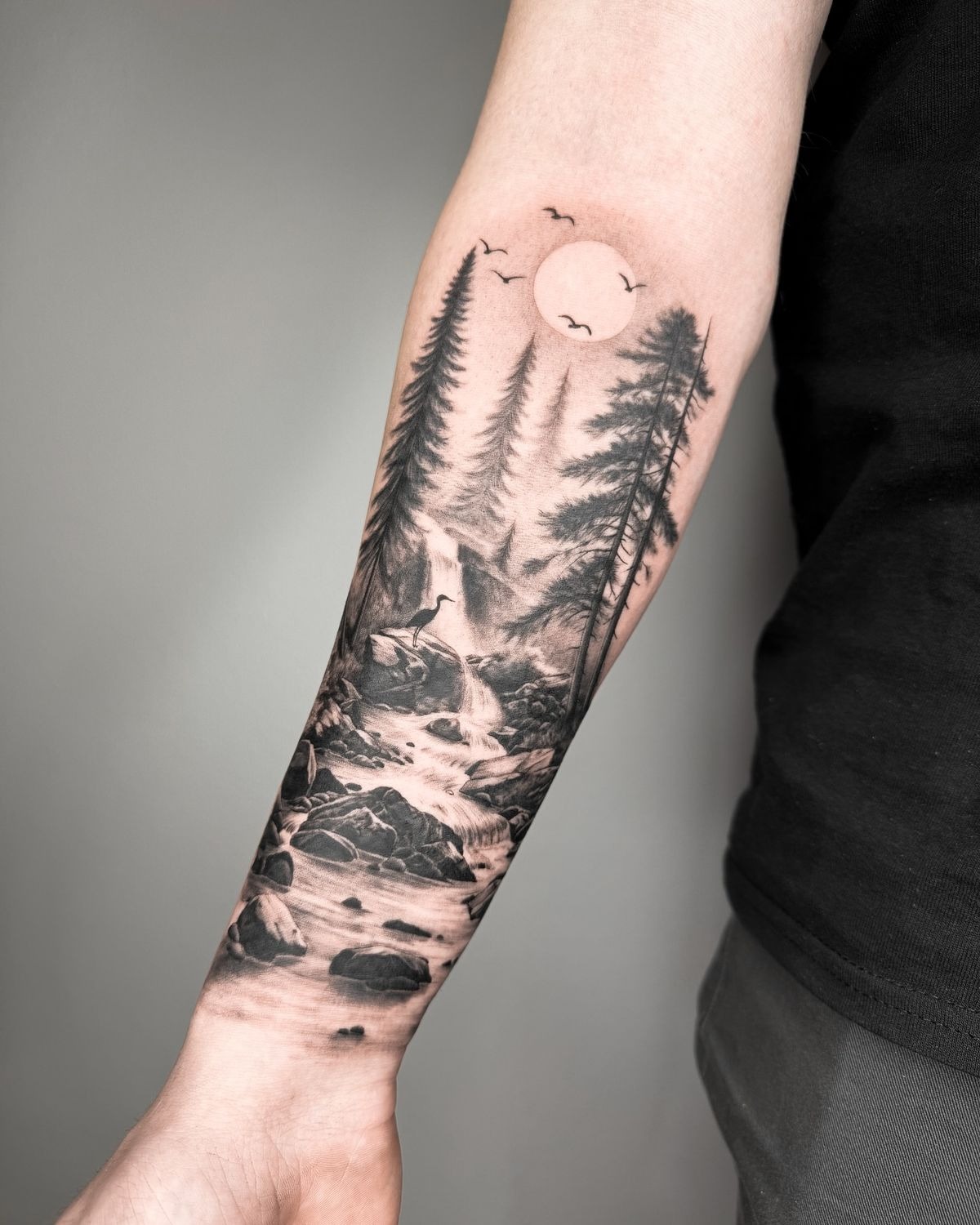 Fern and Stag Beetle Sketch Tattoo Design