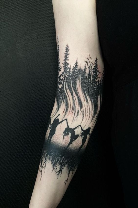 Magical Mushroom and Forest Creatures Tattoo Design