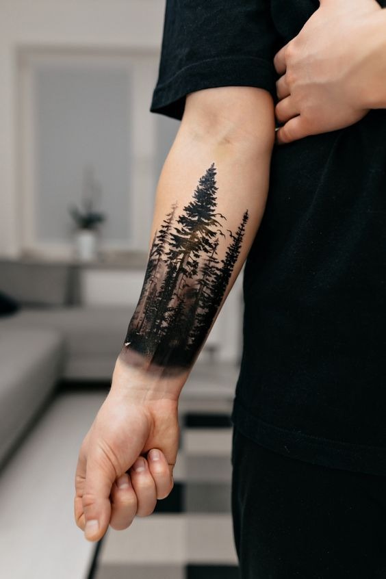 Minimalist Forest Triangle Design Tattoo Design