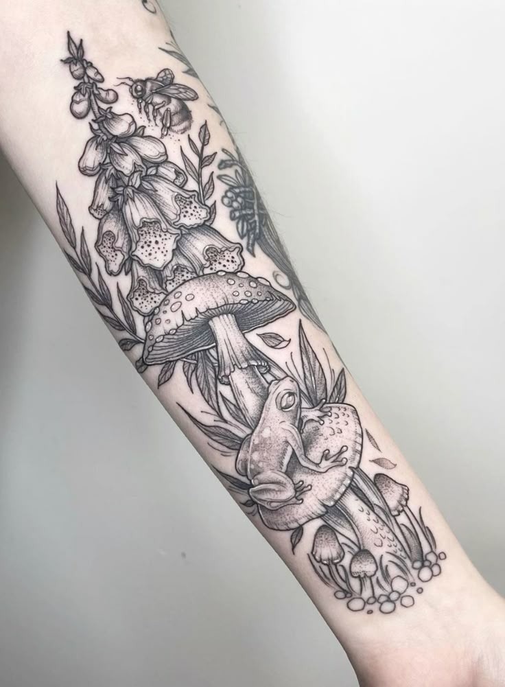 Pine Forest with Campfire Glow Tattoo Design