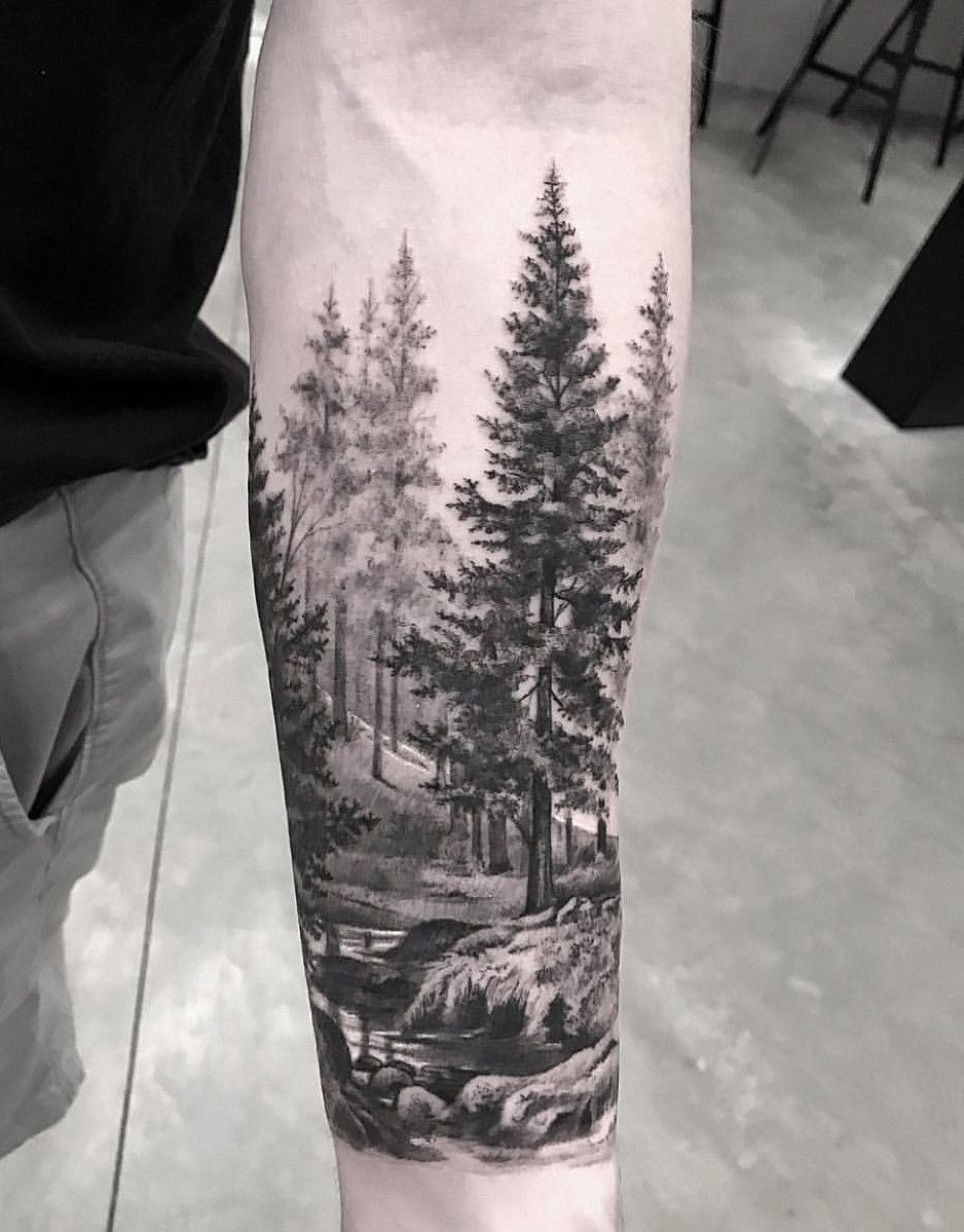 Starry Forest Sleeve Tattoo Design