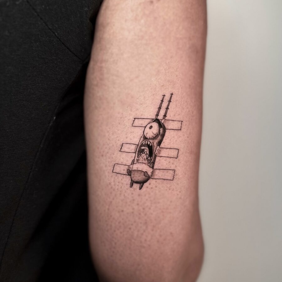 A humorous twist on a frog tattoo Tattoo Design
