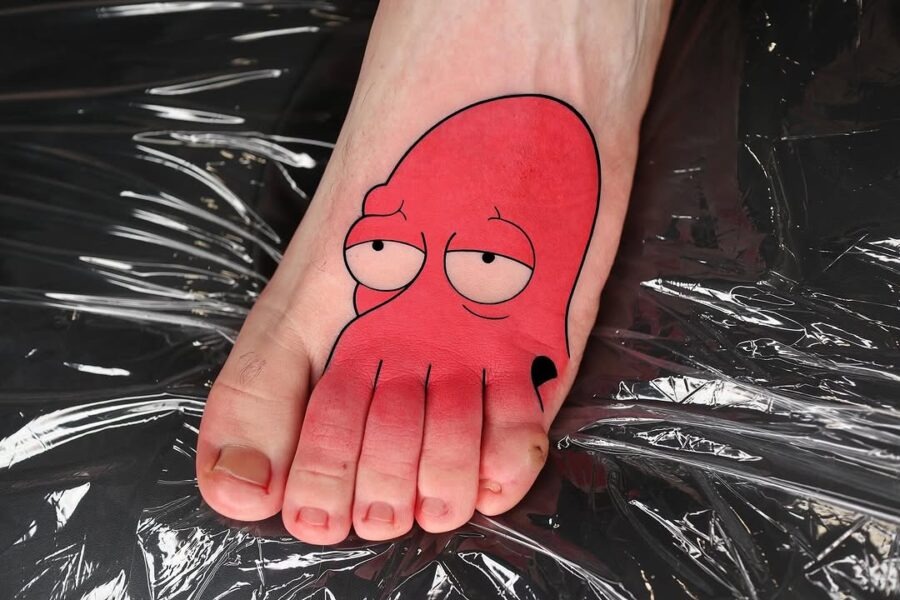 A quirky tattoo of a drinking duck Tattoo Design