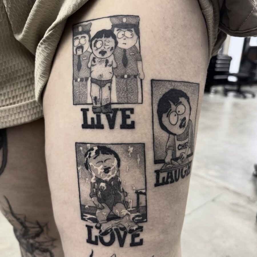 Humorous hand tattoo with power lines Tattoo Design
