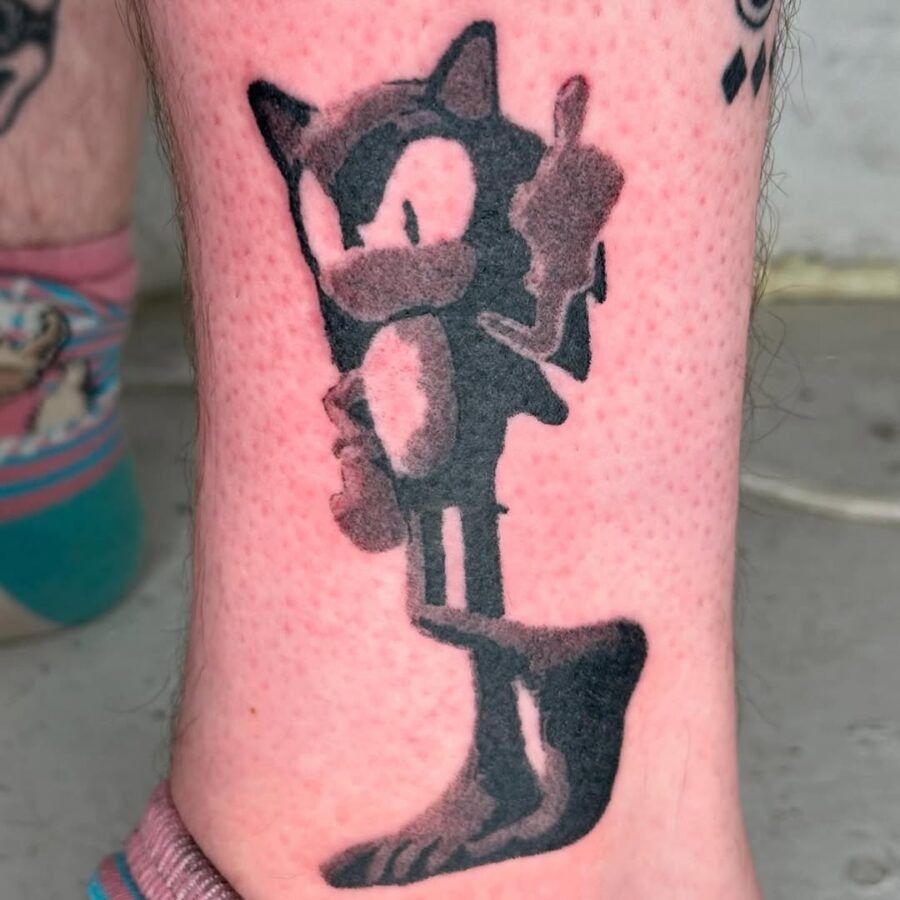 Playful feline tattoo with a cheeky attitude Tattoo Design