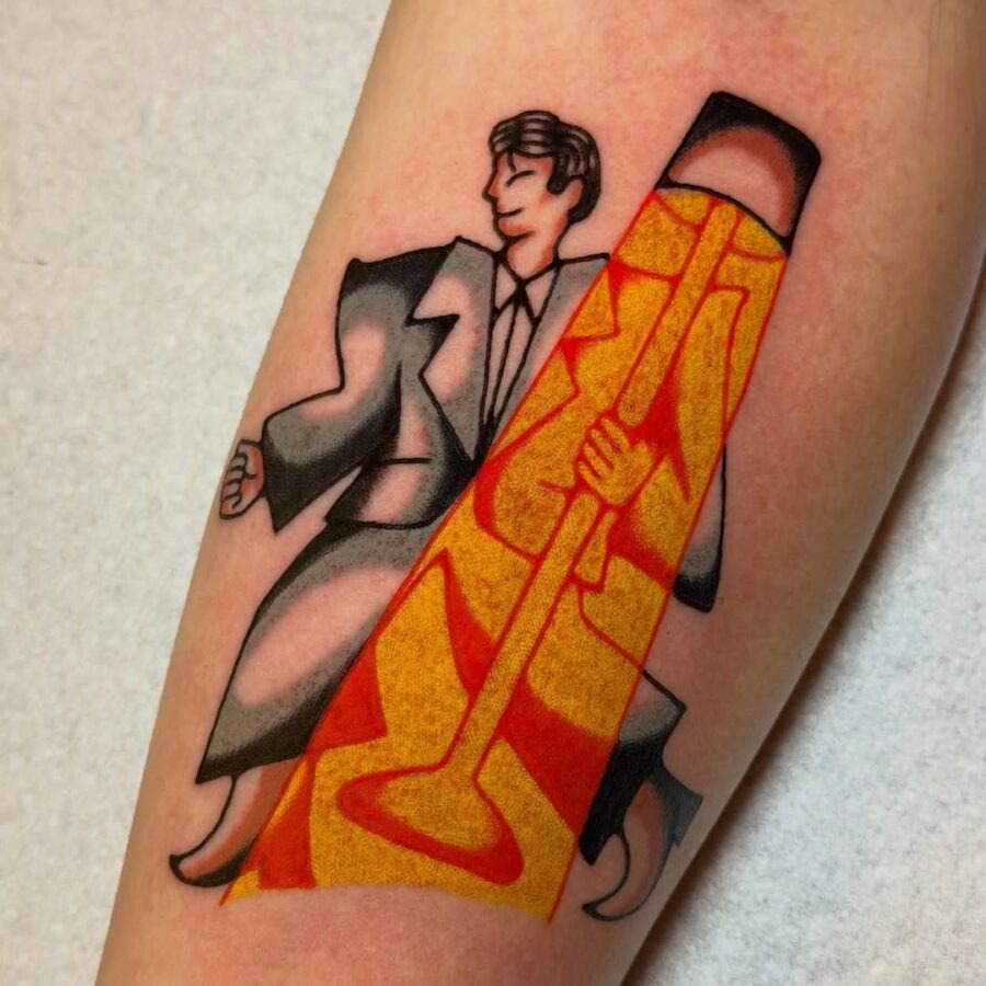 Quirky apple emoji tattoo with a playful vibe Tattoo Design