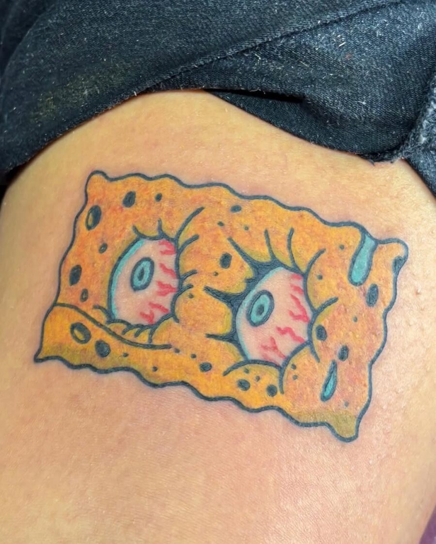 Quirky Sponge with Eyeballs Design Tattoo Design