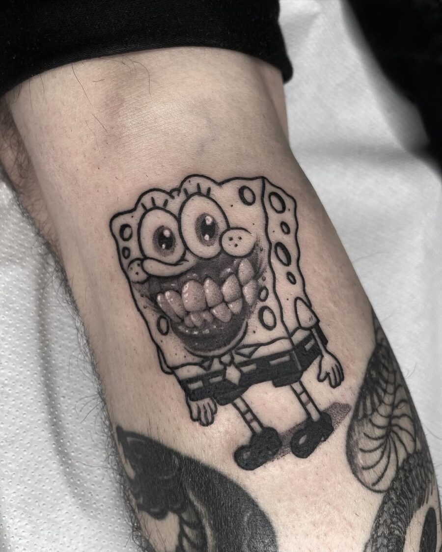 SpongeBob's Quirky Tattoo Bringing Joy Tattoo Design