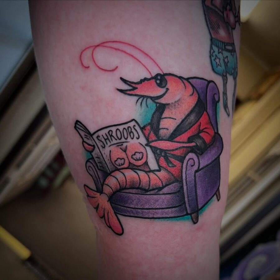 Whimsical Frog Enjoying a Bathtub Smoke Tattoo Design