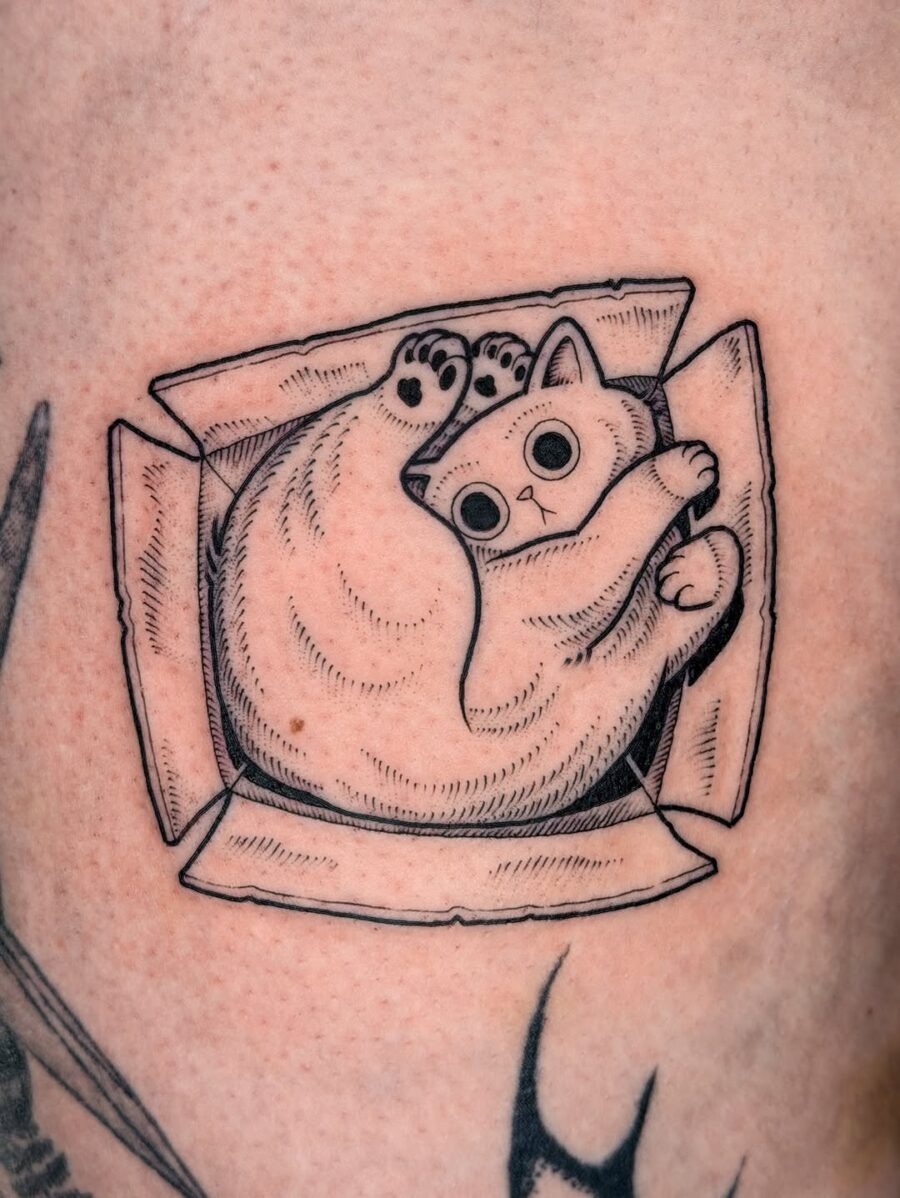 Whimsical shark tattoo with a hammer twist Tattoo Design