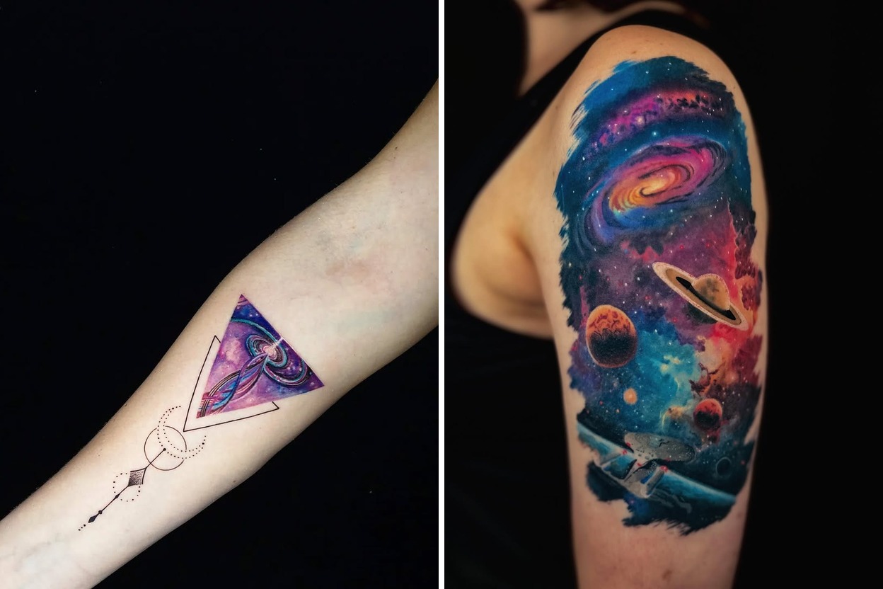34+ Delicate Galaxy Tattoo Ideas For Timeless and Meaningful Ink Featured Lookbook Collage