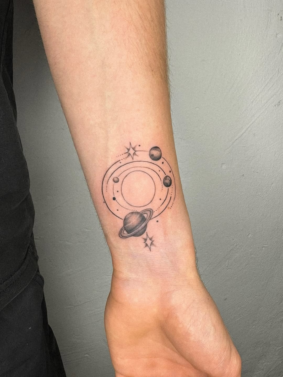 Stunning Galaxy Tattoo with Planets and Stars Tattoo Design