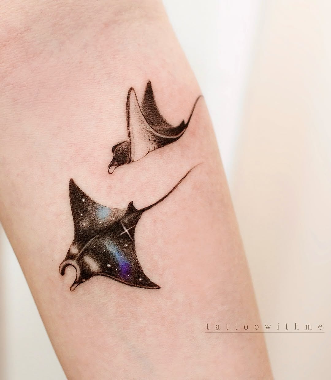 Stunning manta rays with galaxy themes Tattoo Design