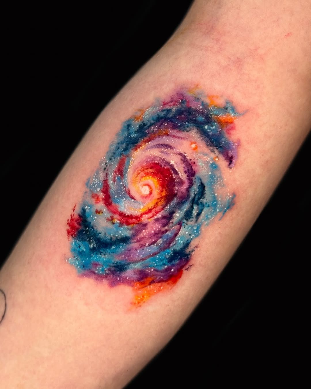 Vibrant Swirl of Cosmic Colors Tattoo Design