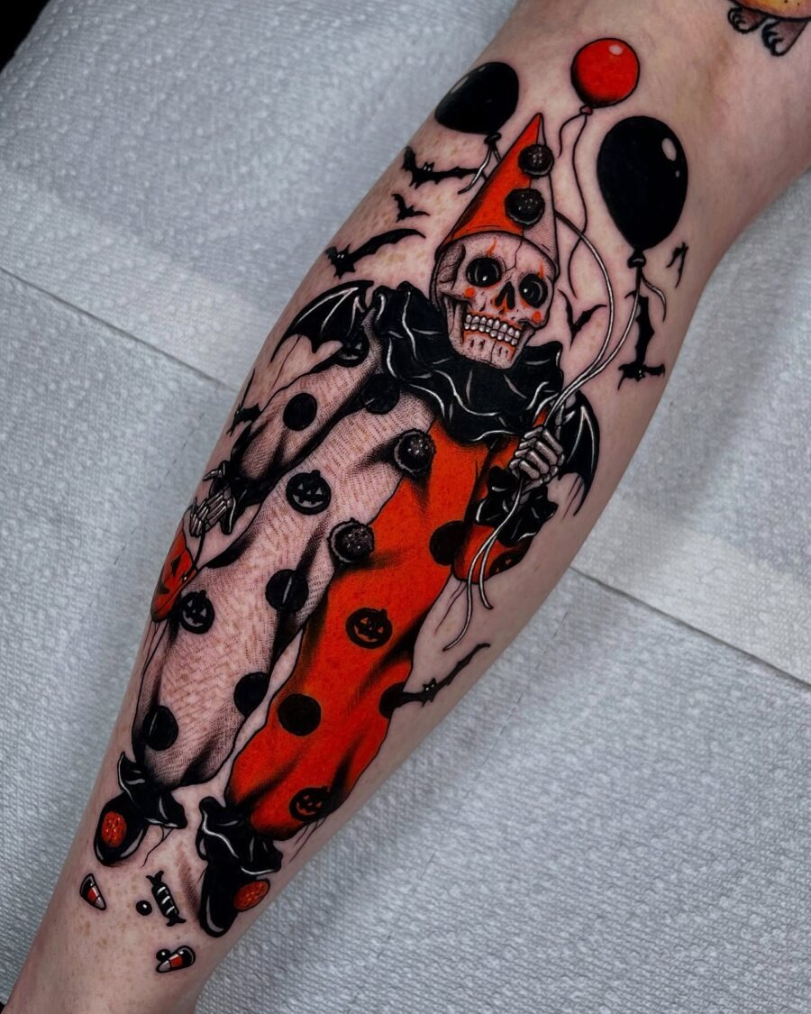 Chilling Halloween clown tattoo design Tattoo Design