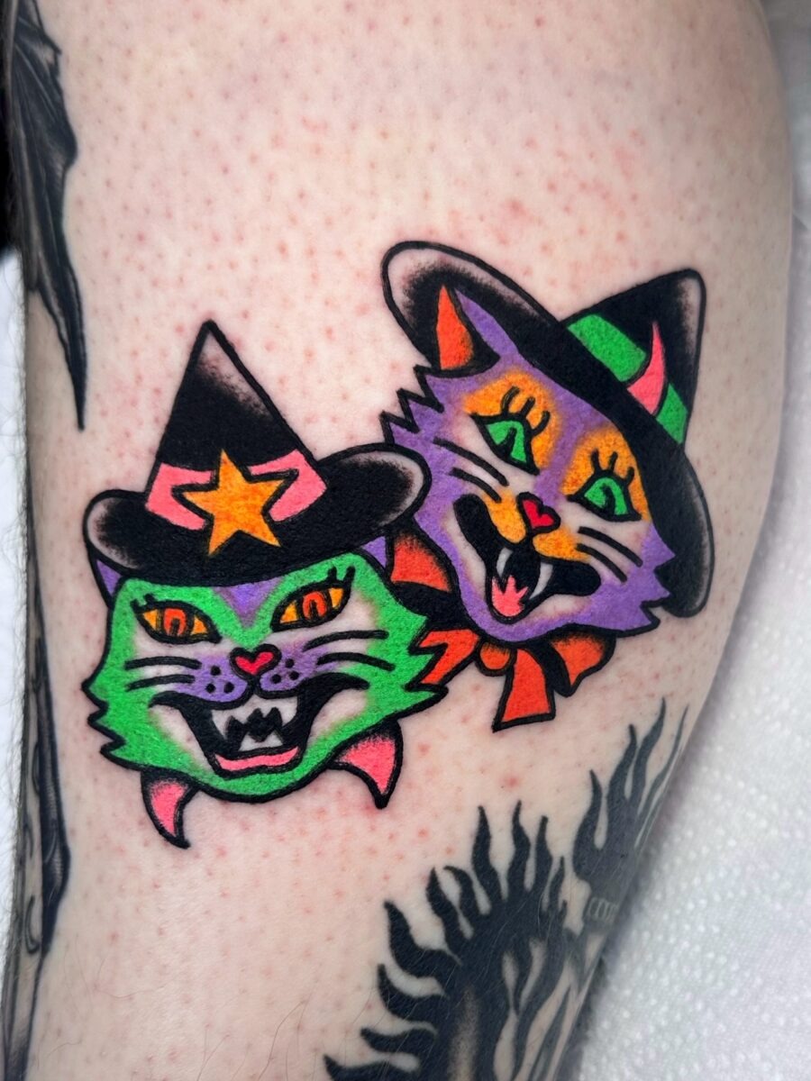 Spooky Cat Tattoos for Halloween Vibes Tattoo Design