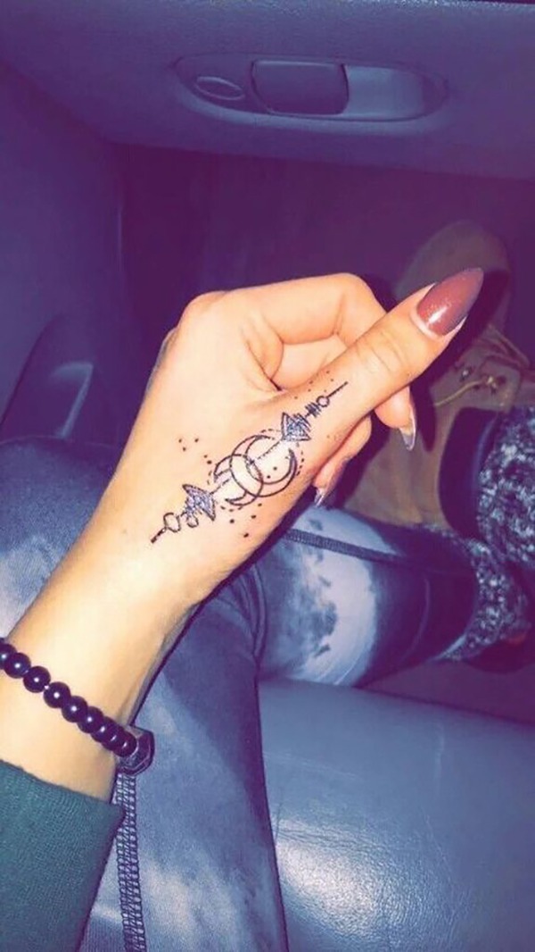 Abstract Moon Thumb and Hand Tattoo Tattoo Design