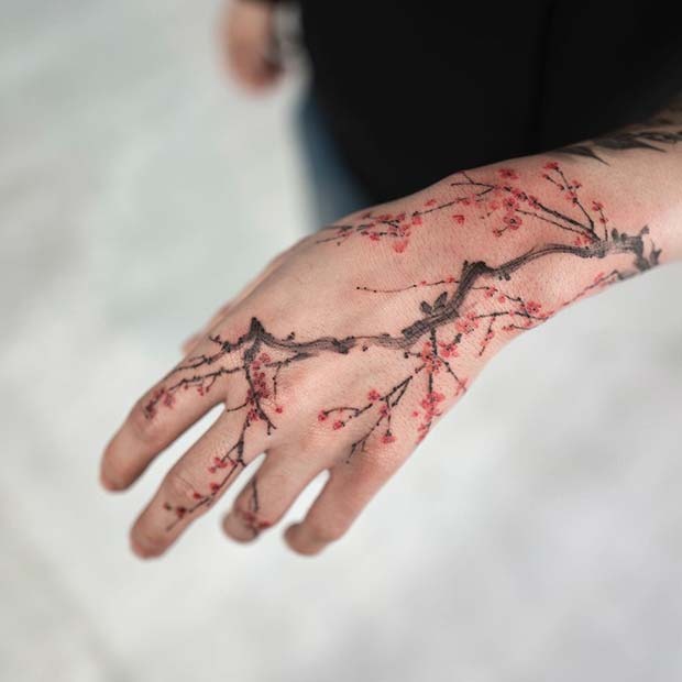 Beautiful Cherry Blossom Hand Tattoos Tattoo Design