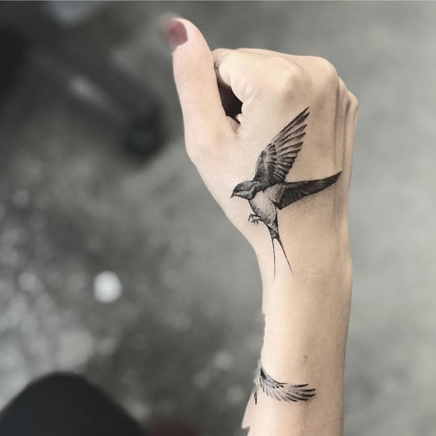 Black and White Hummingbird Hand Tattoos Tattoo Design