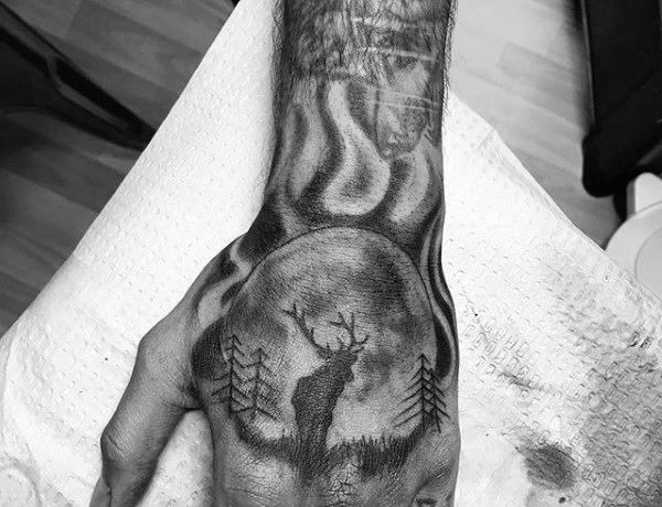 Black and White Midnight Deer Hand Tattoos Tattoo Design