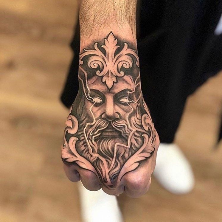 Black and White Zeus Hand Tattoo Ideas Tattoo Design