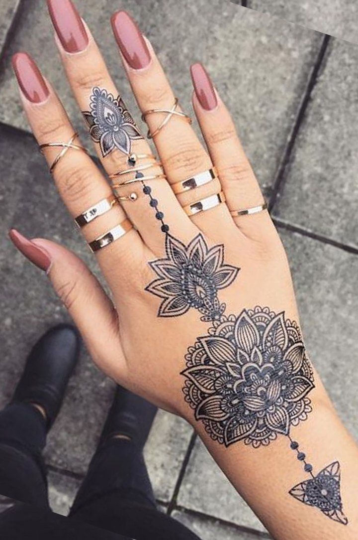 Elegant Henna Inspired Hand Tattoo Ideas Tattoo Design