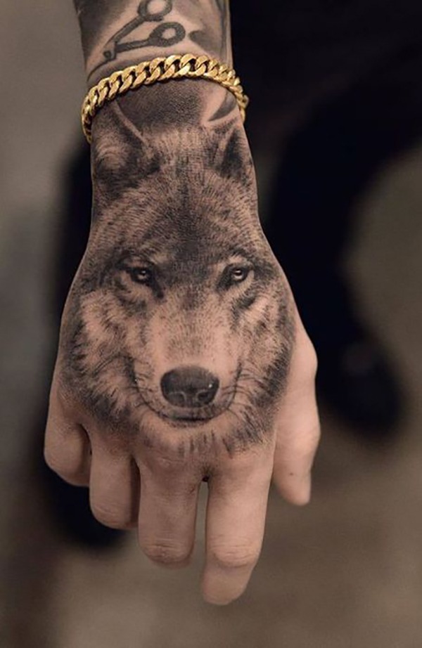 Fierce Black and White Wolf Tattoo Design