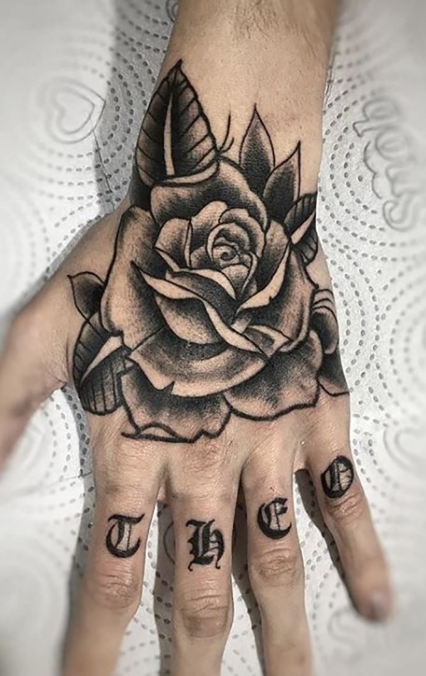 Personal Name and Rose Tattoo Tattoo Design
