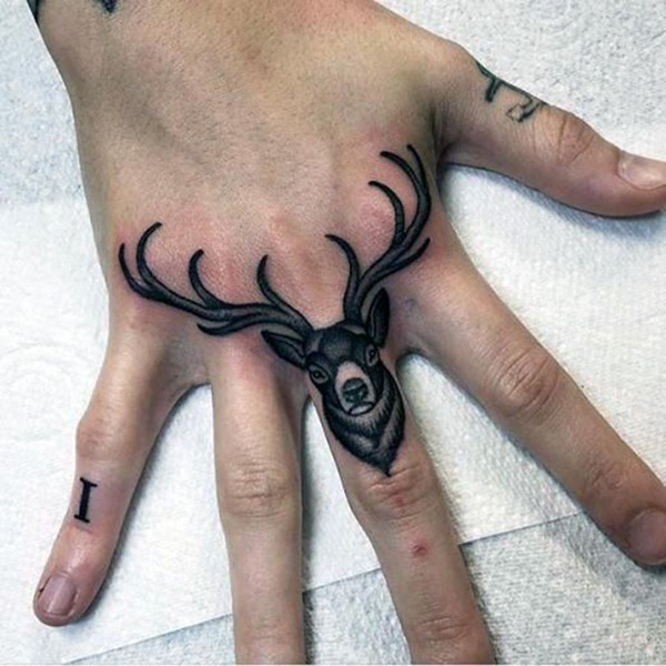 Realistic Black and White Buck Tattoo Tattoo Design
