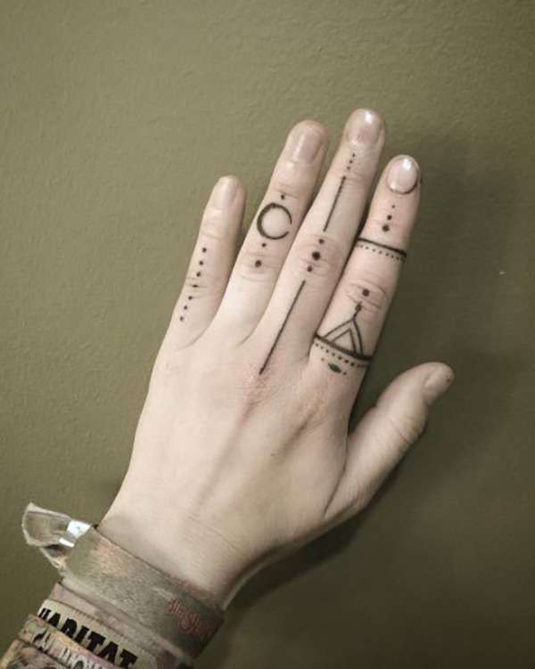 Simple Lines and Dots Hand Tattoos Tattoo Design