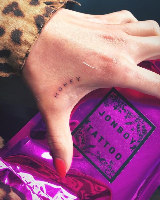 Small Honey Word Hand Tattoos Tattoo Design