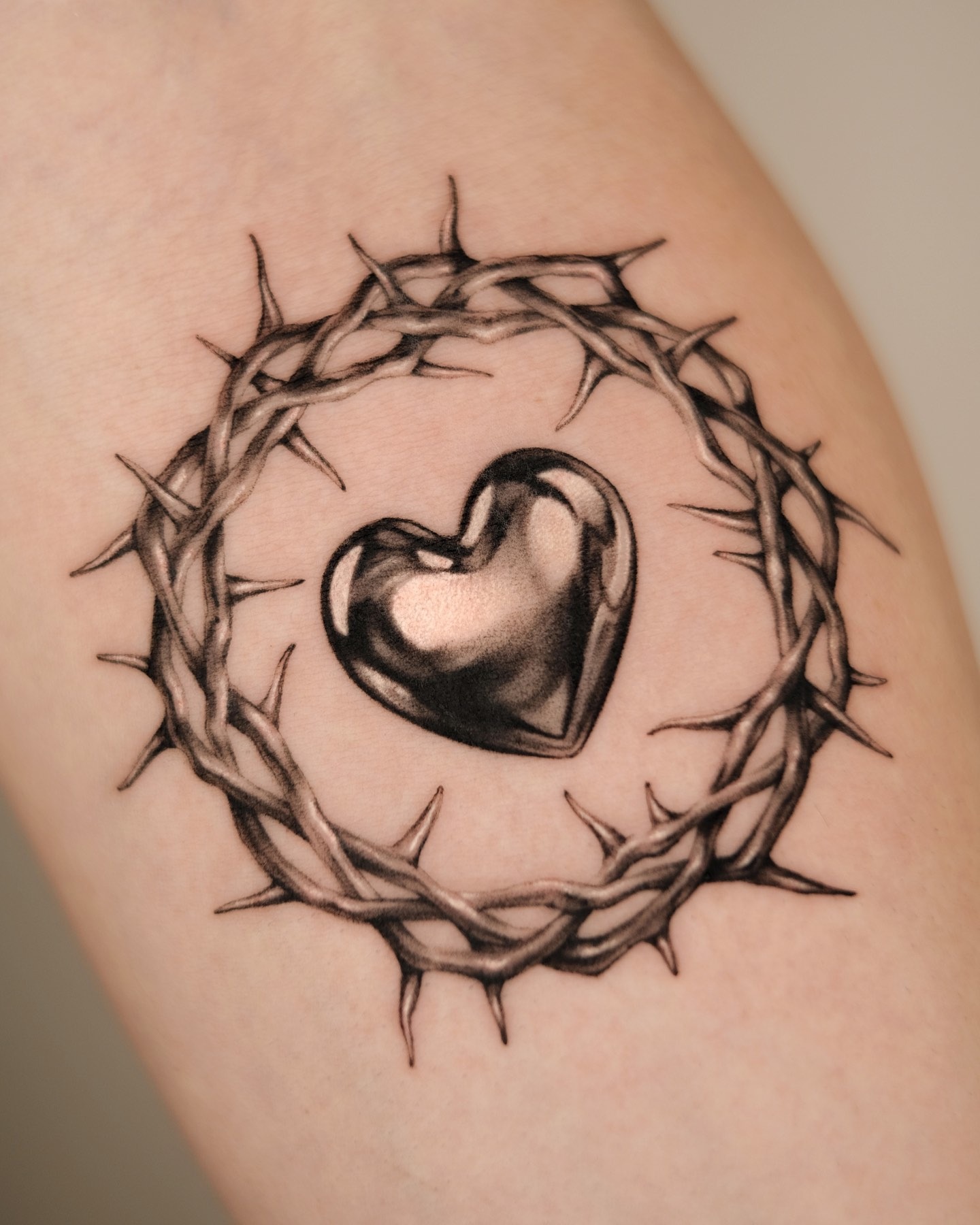 Black Heart With Crown of Thorns Tattoo Tattoo Design