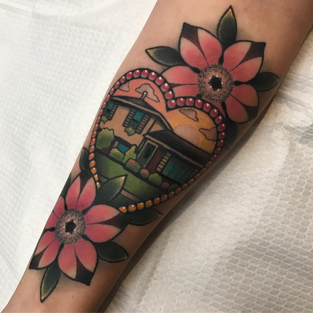 Heart Shaped Family Home Tattoo Tattoo Design