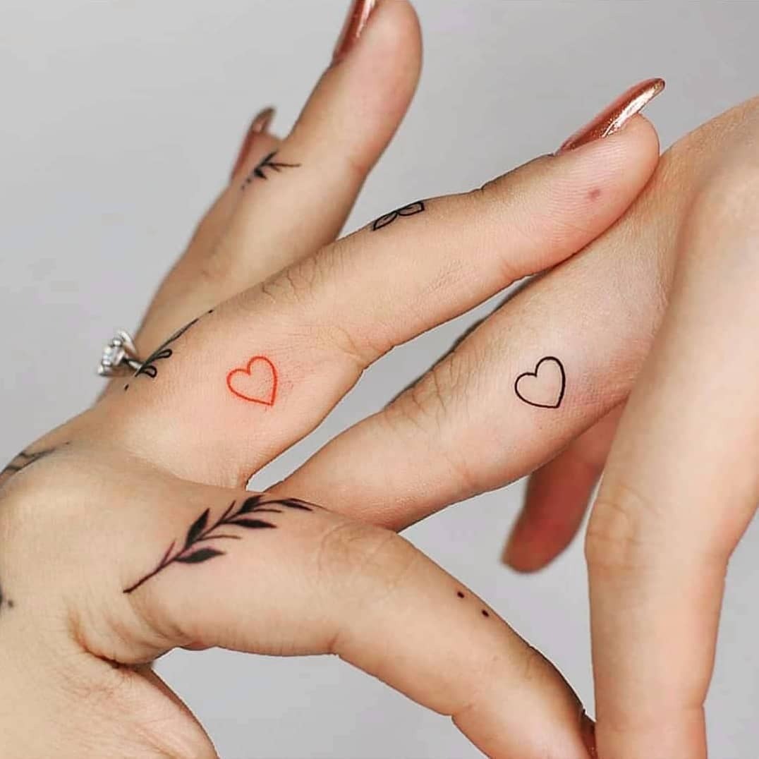 Matching Tiny Heart Finger Tattoos Tattoo Design