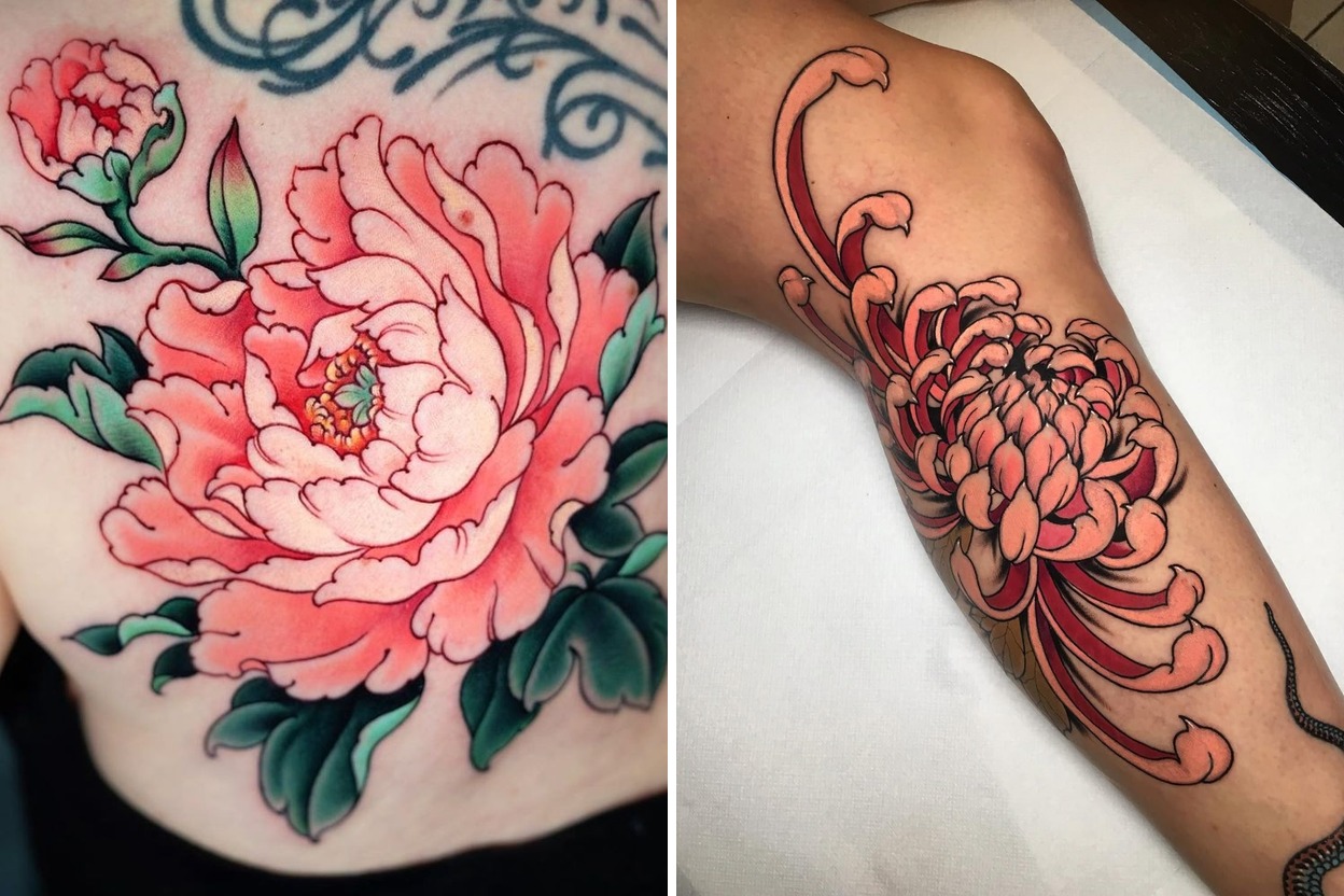 35+ Delicate Japanese Flower Tattoo Ideas & Inspiration Featured Lookbook Collage