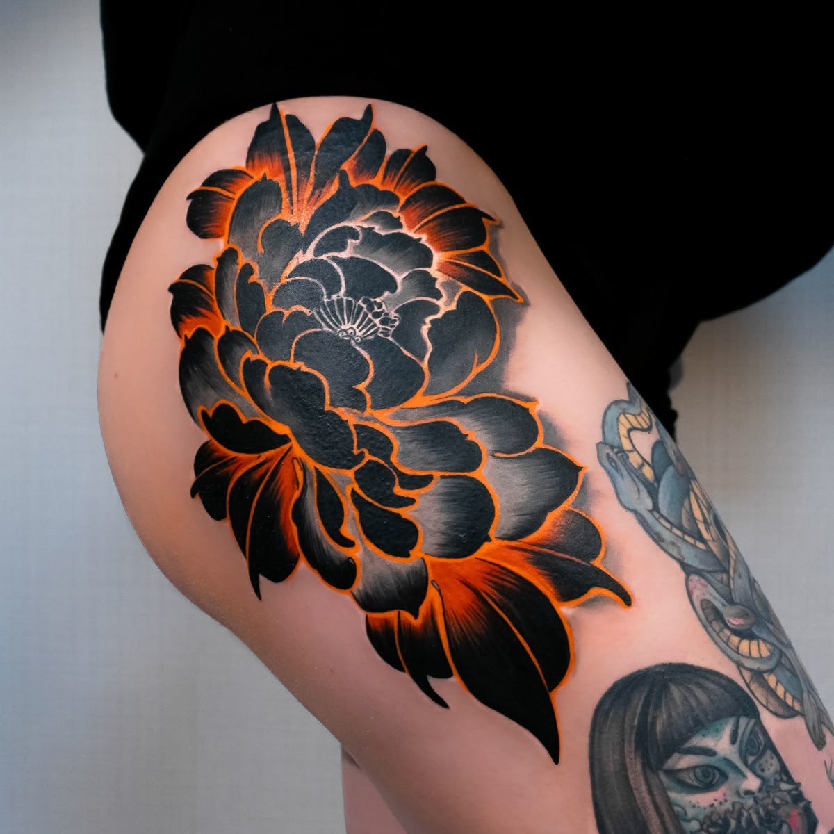 Flowing Chrysanthemum in Soft Red Tattoo Design
