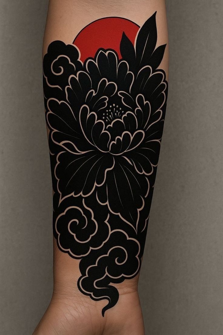 Lotus and Wind Motif on the Forearm Tattoo Design