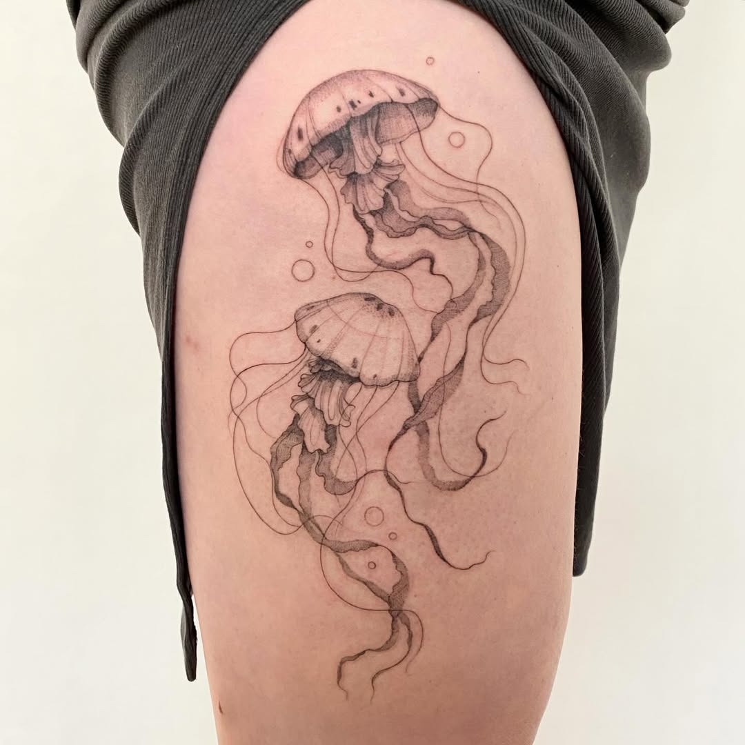 Stunning jellyfish tattoo with intricate details Tattoo Design