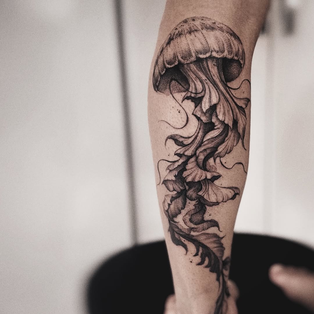 Stylish and intricate jellyfish tattoo design Tattoo Design