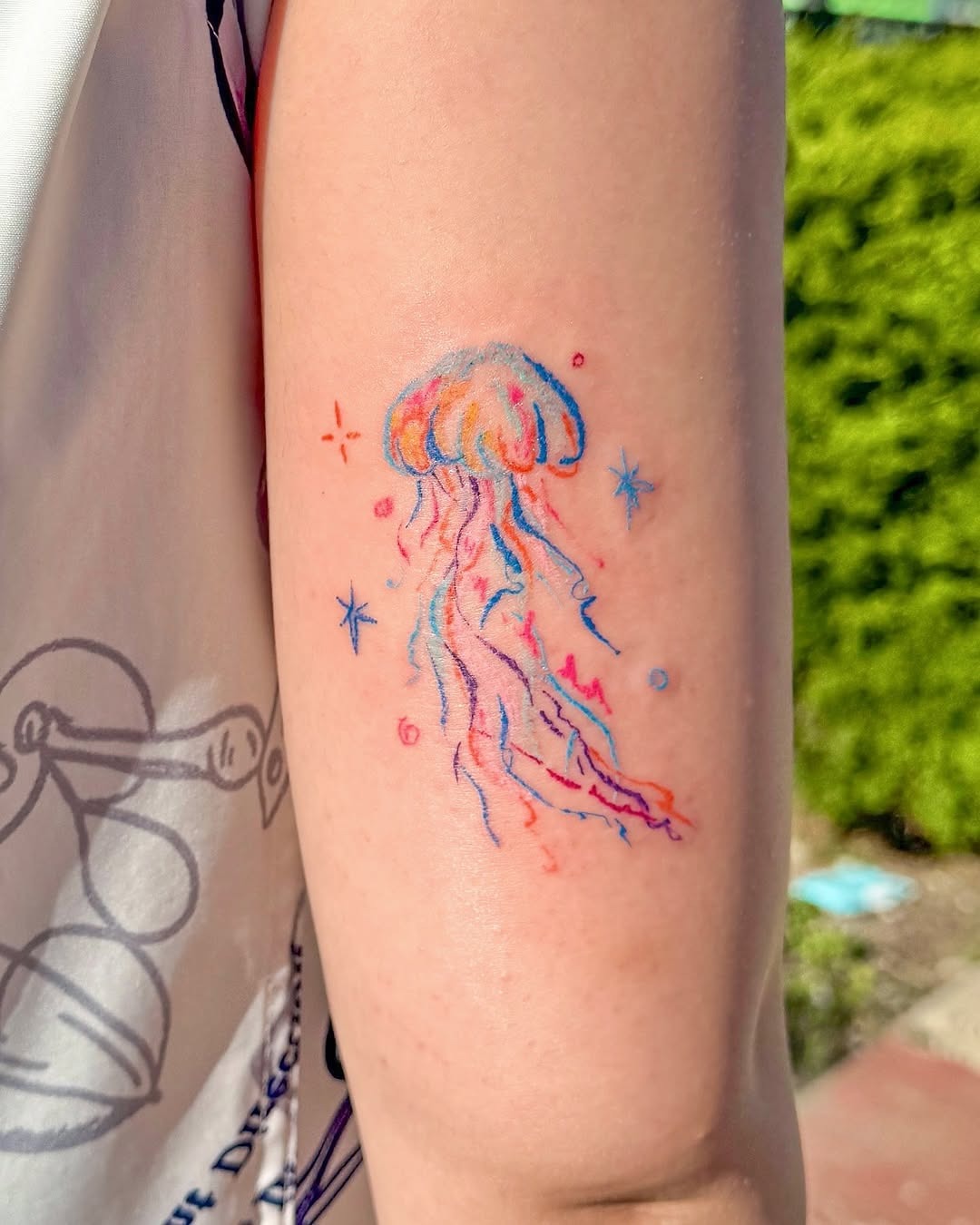 Vibrant jellyfish tattoo with colorful details Tattoo Design