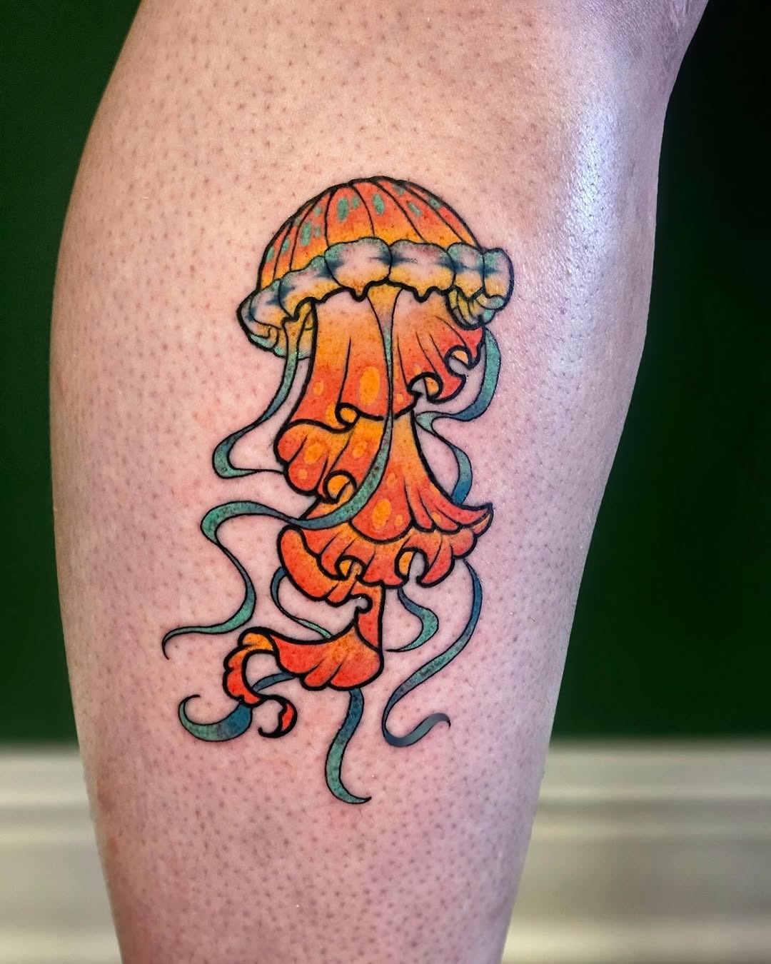 Whimsical Jellyfish Tattoo in Bright Colors Tattoo Design