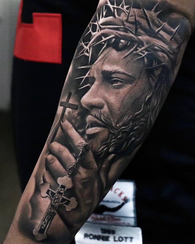 Christ and Rosary Prayer Tattoo Tattoo Design